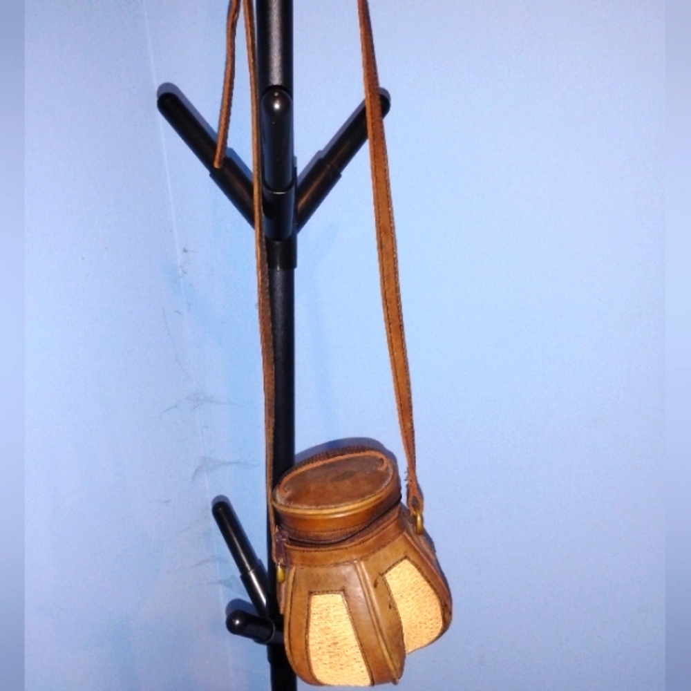 🤎 EUC Pineapple Moon Brown Tan Canteen Lantern Style Purse Vintage Historical